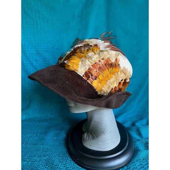 Originals by Mr josephs hat felted wool wide brim feathered - Picture 7 of 11